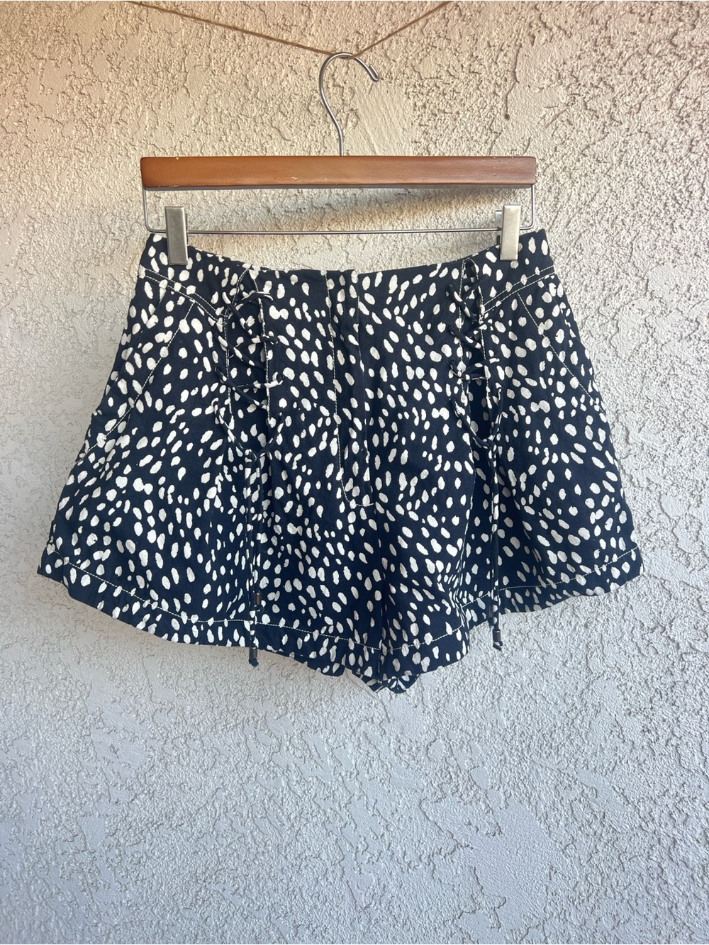 Free People Bennet Black & White Spot High-Waist Shorts